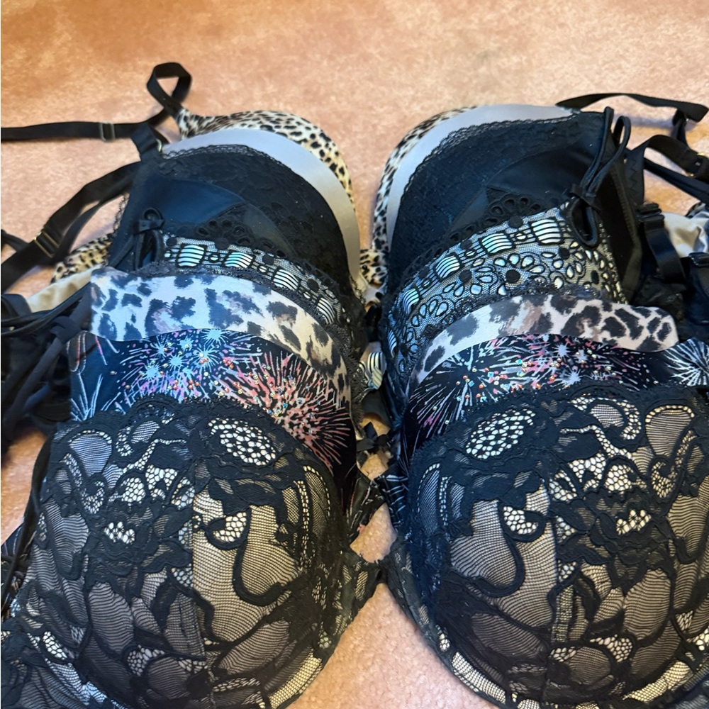 Victoria's Secret Black and Multicolor Lace Bras
